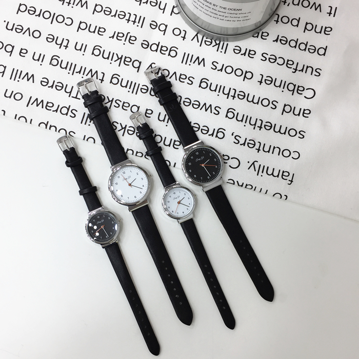 韓國新款簡約潮流大小表盤情侶氣質男女學生皮帶復古原宿港風手表
