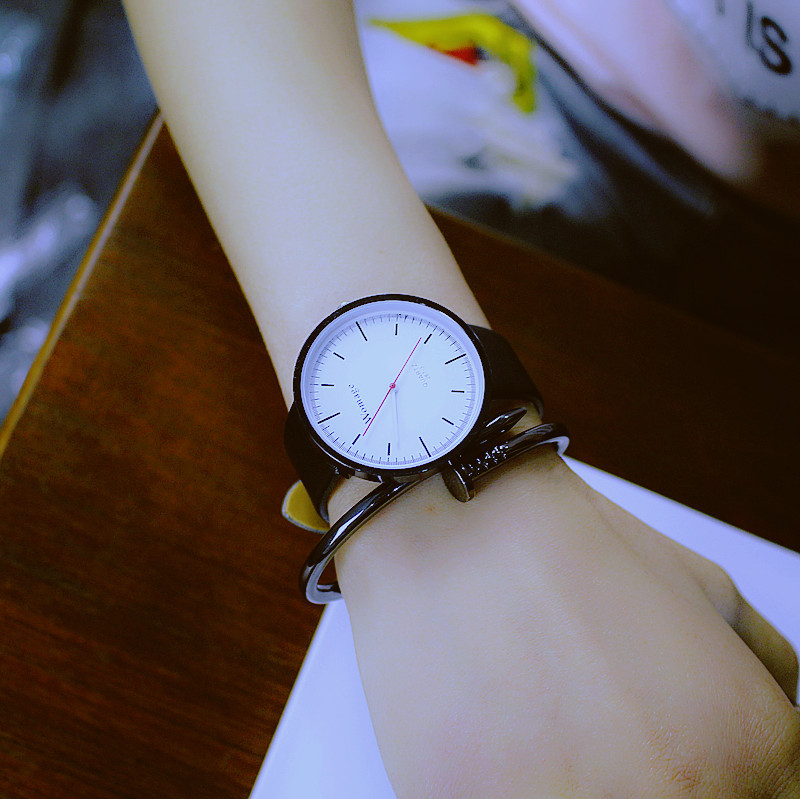 時尚韓國韓版手表女學生時尚簡約潮流皮帶男表石英表情侶手表一對