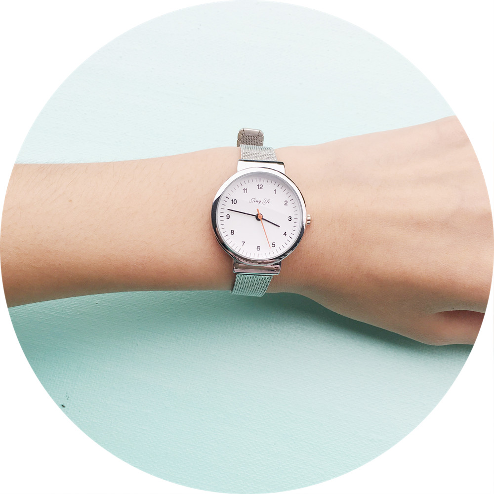 新款ulzzang森女學生韓版金屬銀色簡約復古石英休閑圓形手表