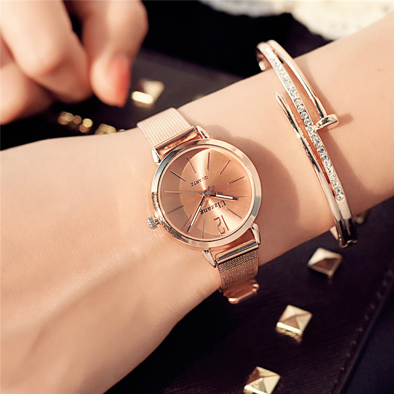 手表女學生韓版簡約潮流ulzzang中學生時尚玫瑰金屬鏈氣質時裝表