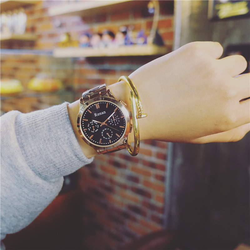 韓國ulzzang原宿風男女學生韓版簡約鏈時尚潮流休閑大氣鋼帶手表