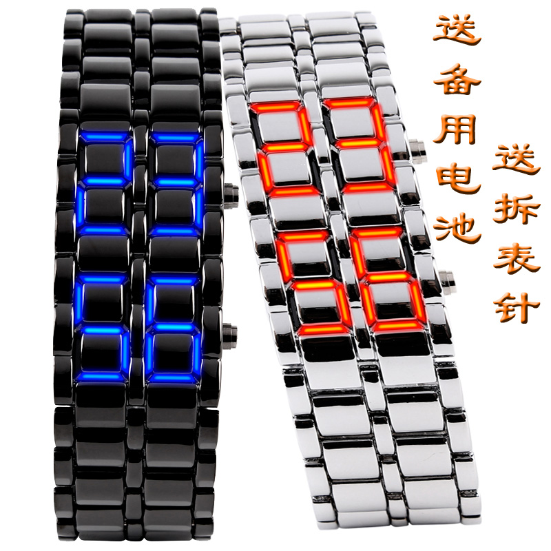 新款熔巖手表韓版手表電子表女個性創意led防水手表男學生手表