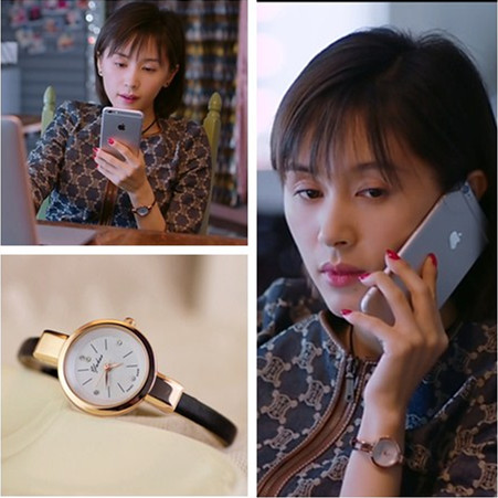 歡樂頌曲筱綃王子文同款手表女士學生小表盤韓國復古細帶氣質手表