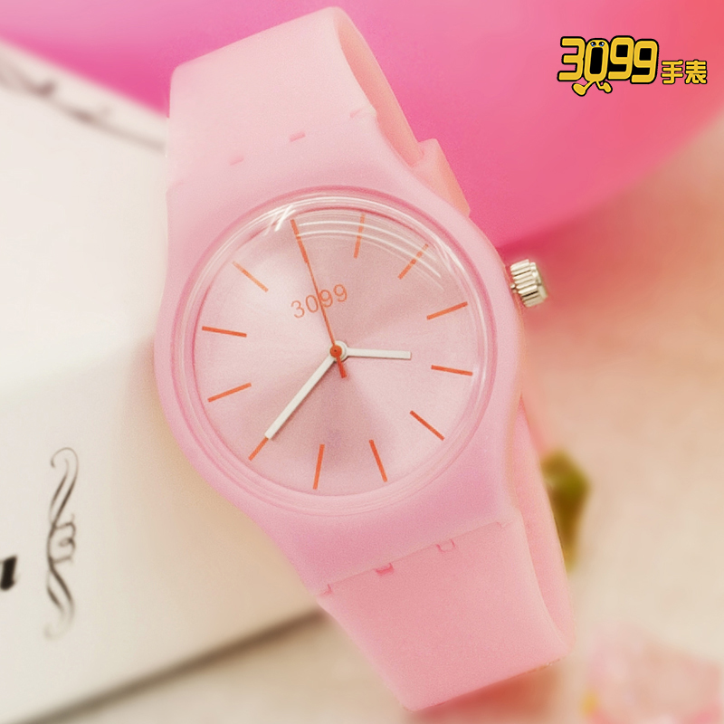 手表女學生韓版簡約復古防水硅膠時尚時裝休閑糖果色果凍石英腕表