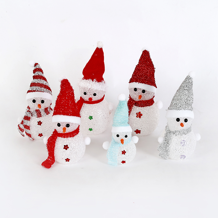 圣誕裝飾品 圣誕發光雪人 七彩發光米粒雪人娃娃 圣誕樹掛飾禮物