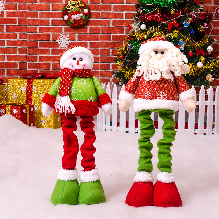圣誕節裝飾老人雪人公仔 50CM 70CM可伸縮裝飾娃娃 圣誕禮物擺件