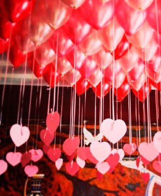 進口紅粉銀櫻桃紅氣球風婚房背景墻裝飾浪漫心形吊墜氣球套餐