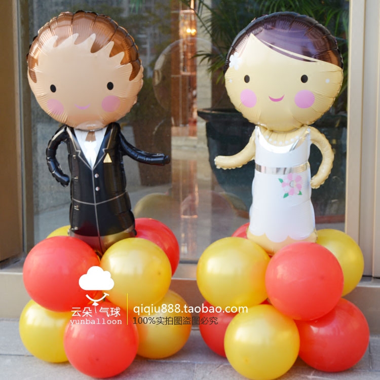 結婚喜宴新郎新娘立柱門口迎賓氣球路引婚禮背景裝飾門口擺設裝飾