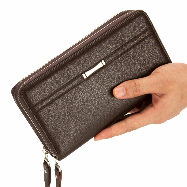 新款商務男士錢包長款拉鏈手拿包多功能手抓包大容量手包手機包