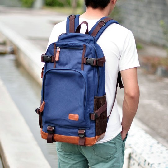 新款男士雙肩包韓版潮流休閑背包時尚旅游旅行包電腦書包大