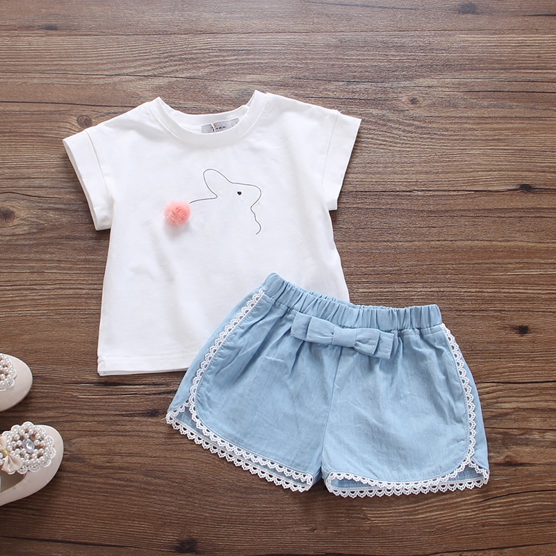 女童裝新款短袖t恤寶寶打底衫夏季嬰兒童白色純棉寬松上衣服